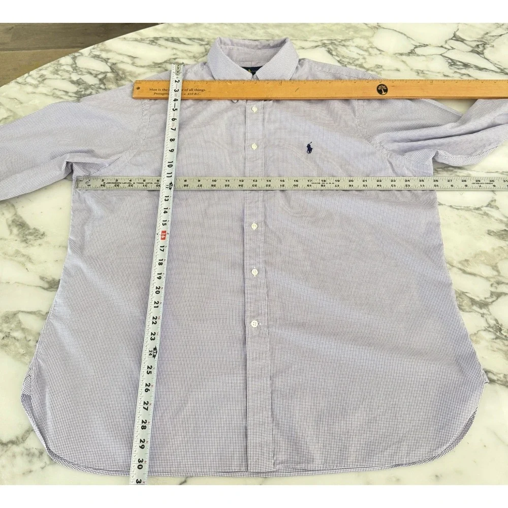 Polo Ralph Lauren Cotton  Men's White and Purple criscross long sleeve shirt, XL